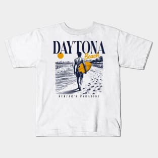 Vintage Surfing Daytona Beach, Florida // Retro Surfer Sketch // Surfer's Paradise Kids T-Shirt